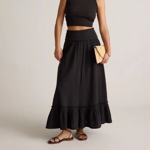 QUINCE 100% ORGANIC COTTON GAUZE MAXI SKIRT NWT BLACK